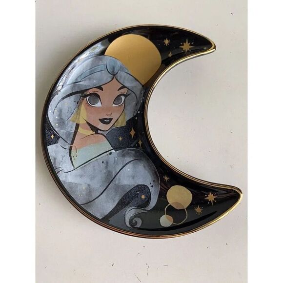 Disney Parks Aladdin Princess Jasmine Trinket Vanity Moon Shaped Tray Ceramic - Picture 1 of 9